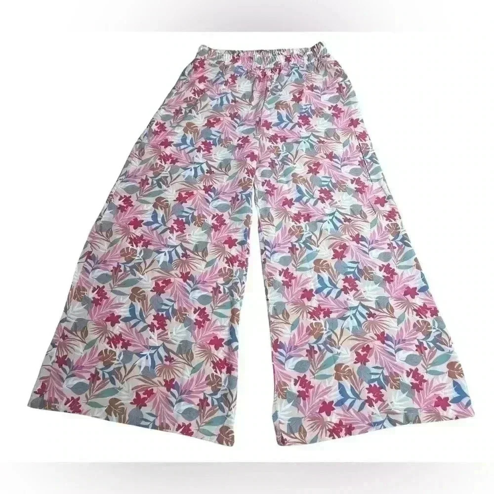 Fashion Nova Wide Leg Floral Pants Size Large colorful